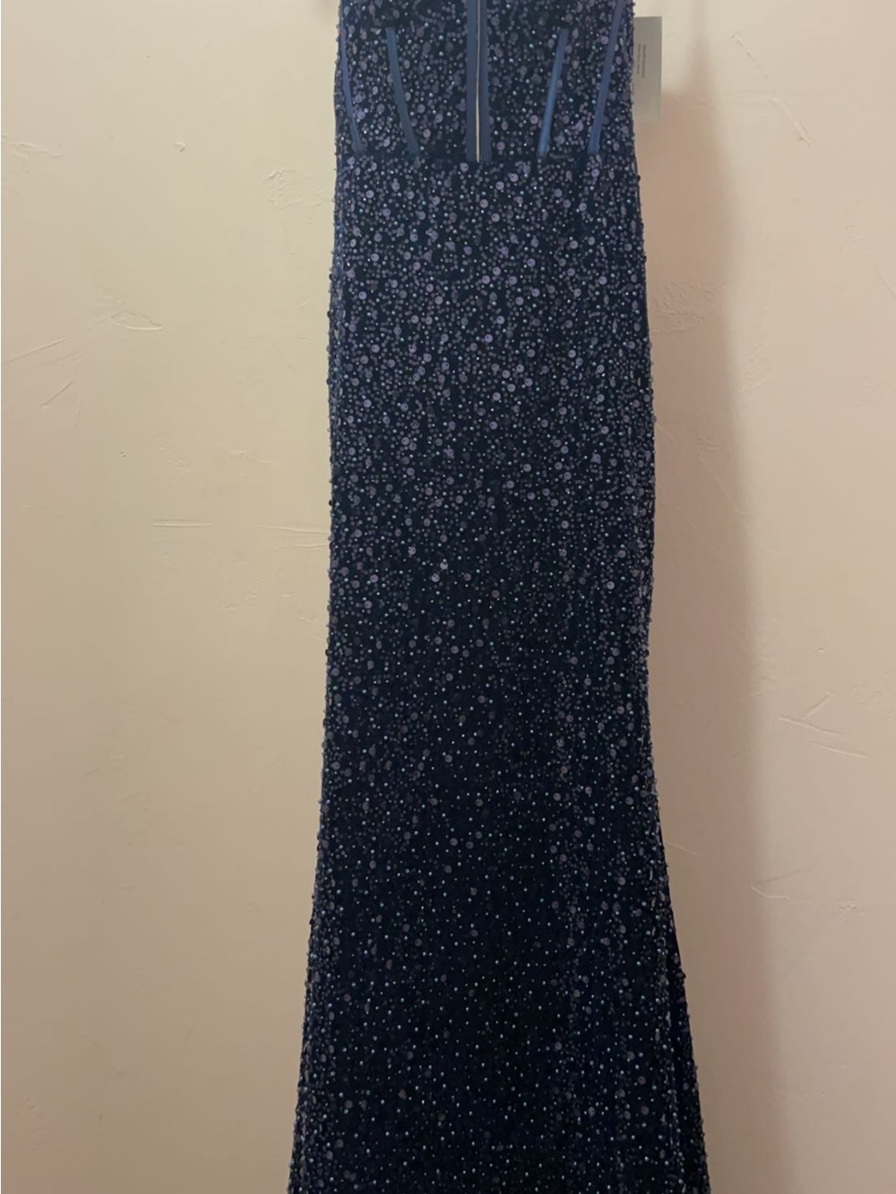 Sherri Hill Navy Blue Sparkle Strapless Mermaid Prom Dress - Picture 3 of 3
